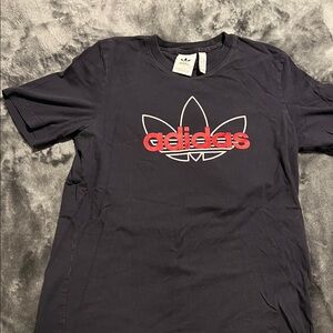 Adidas Men's Navy Tee with Red Trefoil Logo